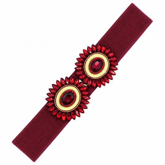 Ceinture élastique ornée de cristaux · Rouge