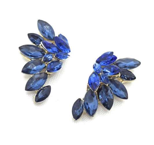 Pendientes Cristales Brillantes · Medio Aro Azul