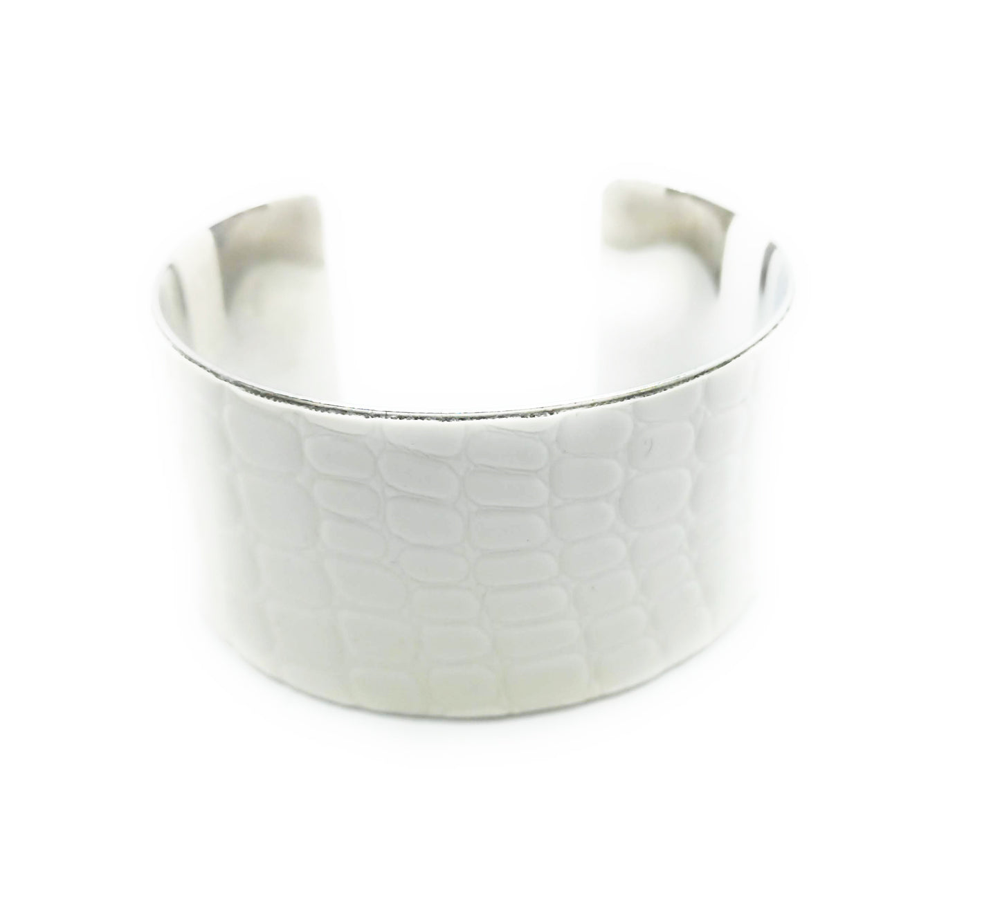 Brazalete Imitación Piel · Blanco Plata