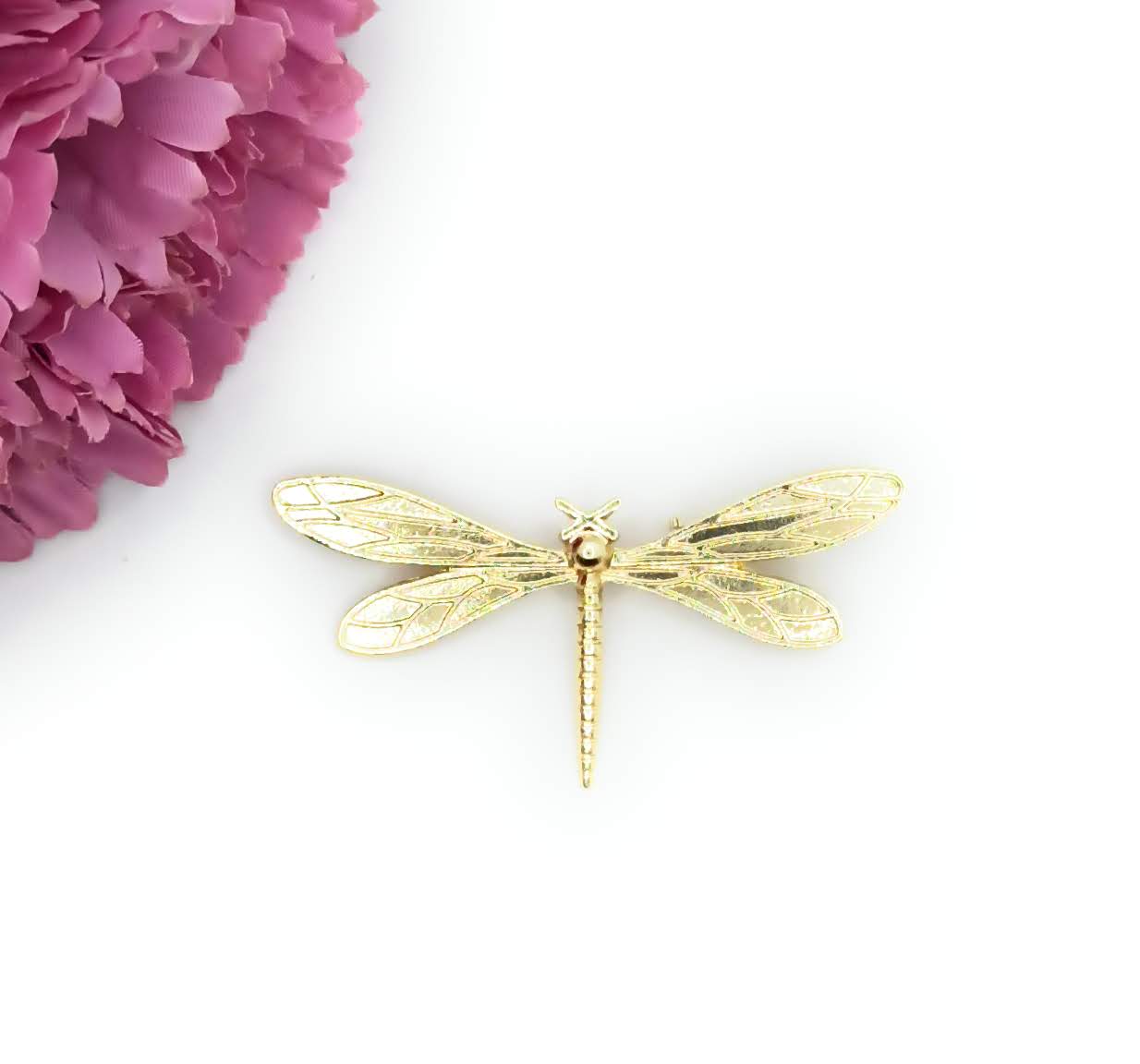 Broche Dorado Mediano · Libélula Oro Brillo (Talla M)