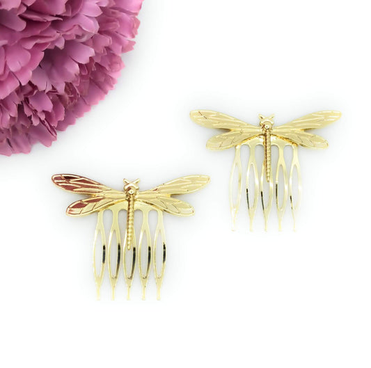 Peinetas Doradas Medianas · Libélulas Talla M (Pack 2 uds)