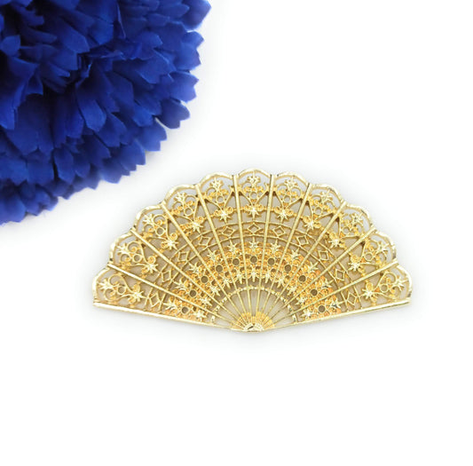Broche Dorado Grande · Abanico Oro Brillo (Talla L)