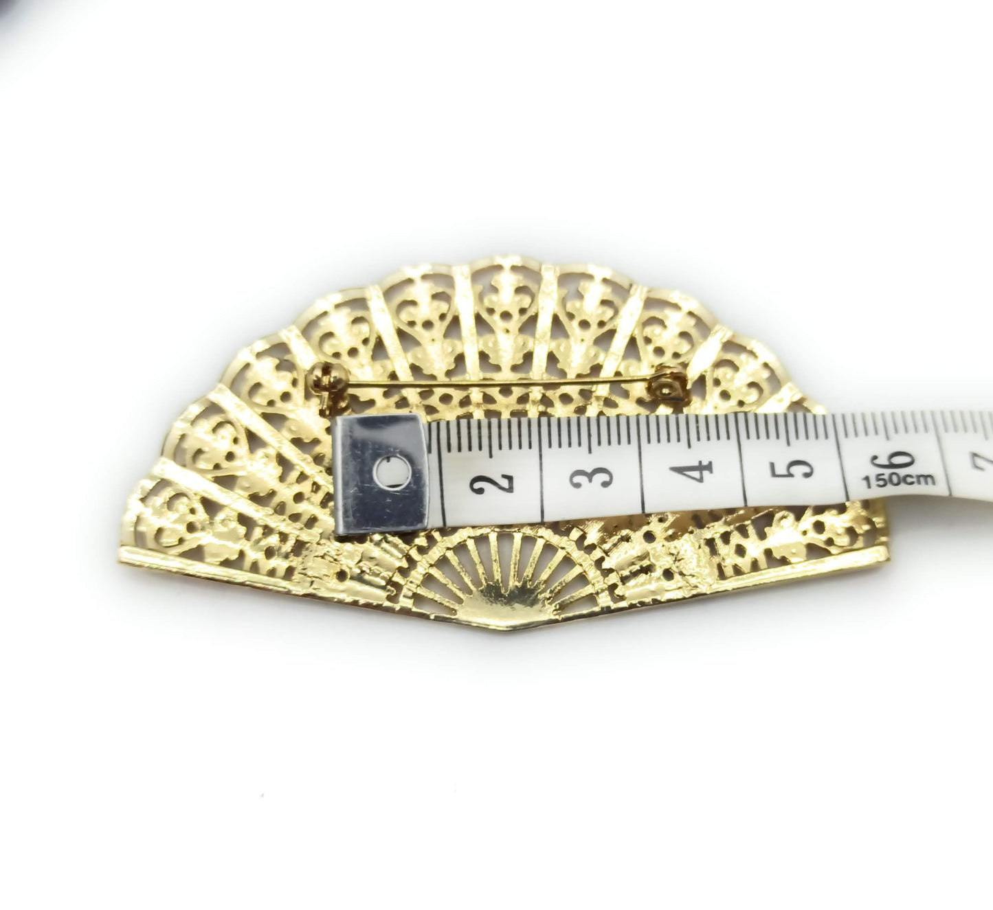 Broche Dorado Grande · Abanico Oro Brillo (Talla L)