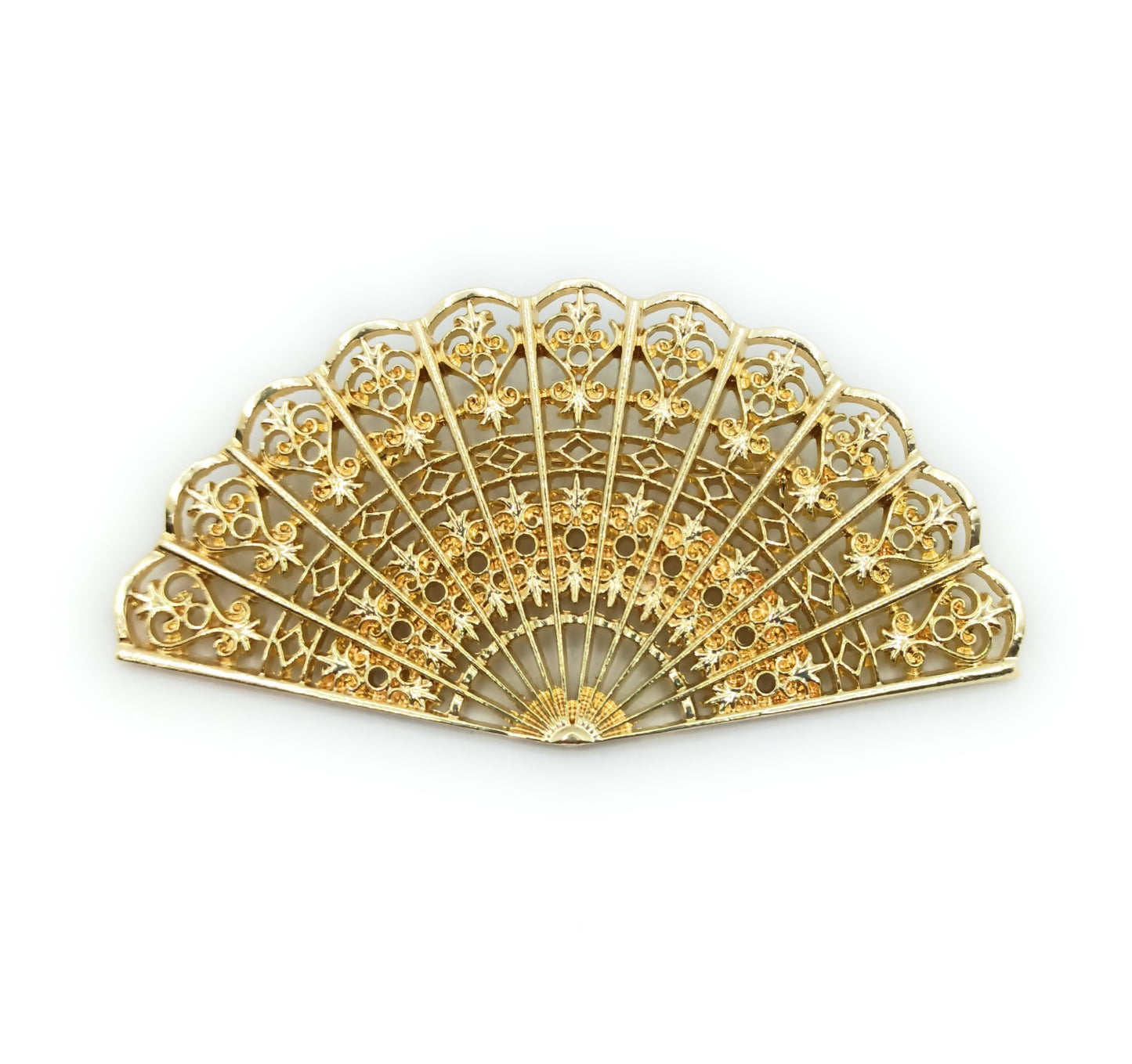 Broche Dorado Grande · Abanico Oro Brillo (Talla L)