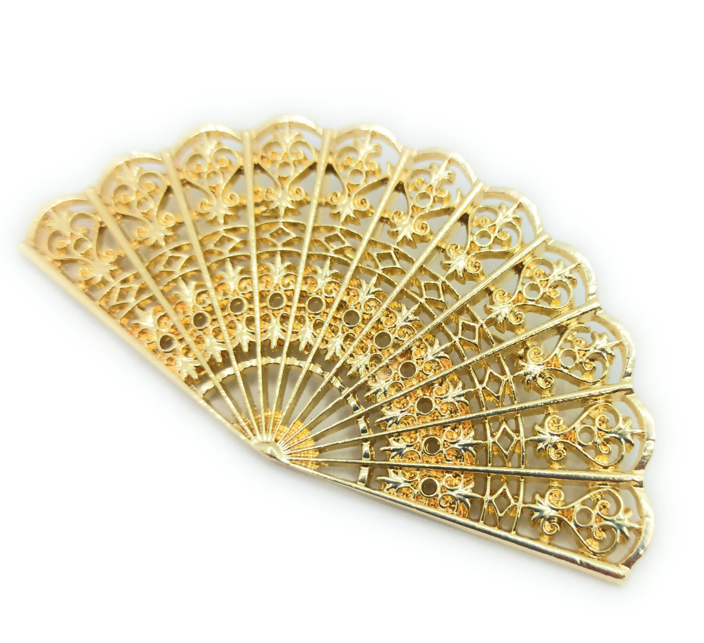 Broche Dorado Grande · Abanico Oro Brillo (Talla L)