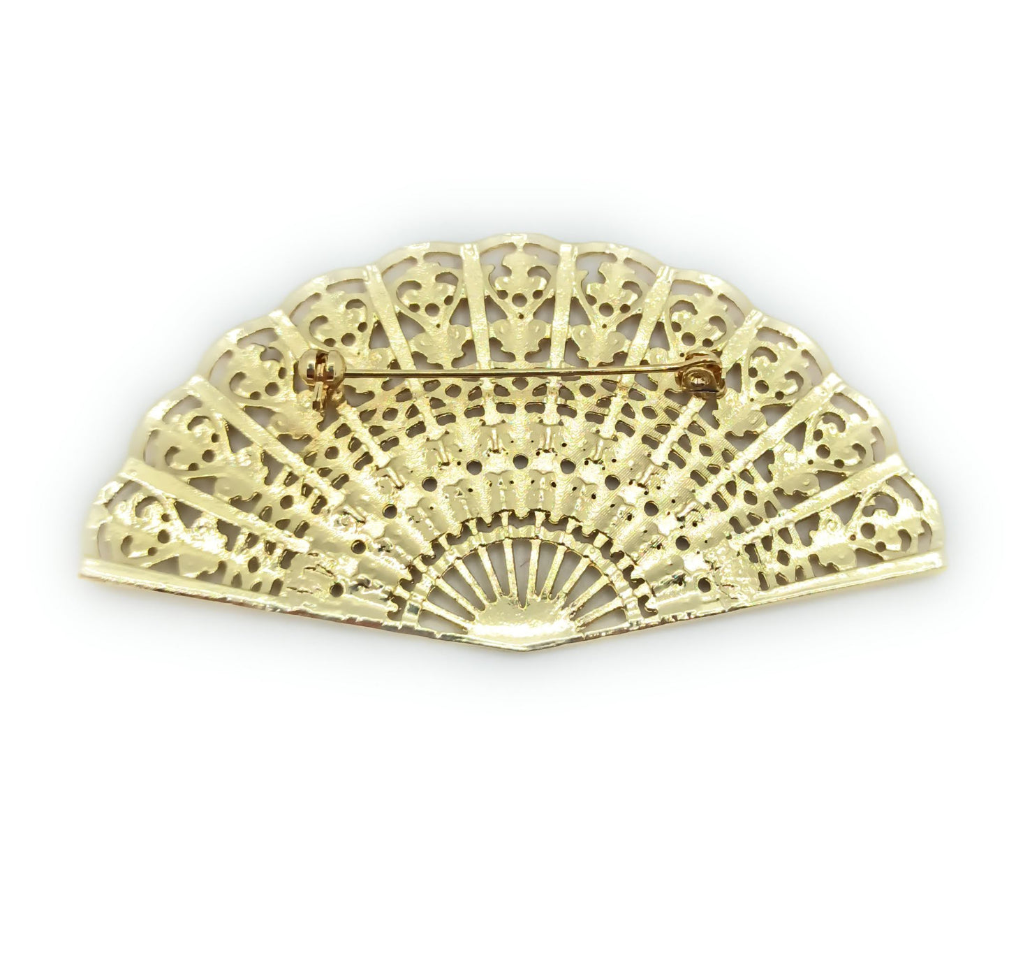 Broche Dorado Grande · Abanico Oro Brillo (Talla L)