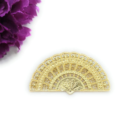 Broche Dorado Mediano · Abanico Oro Brillo (Talla M)