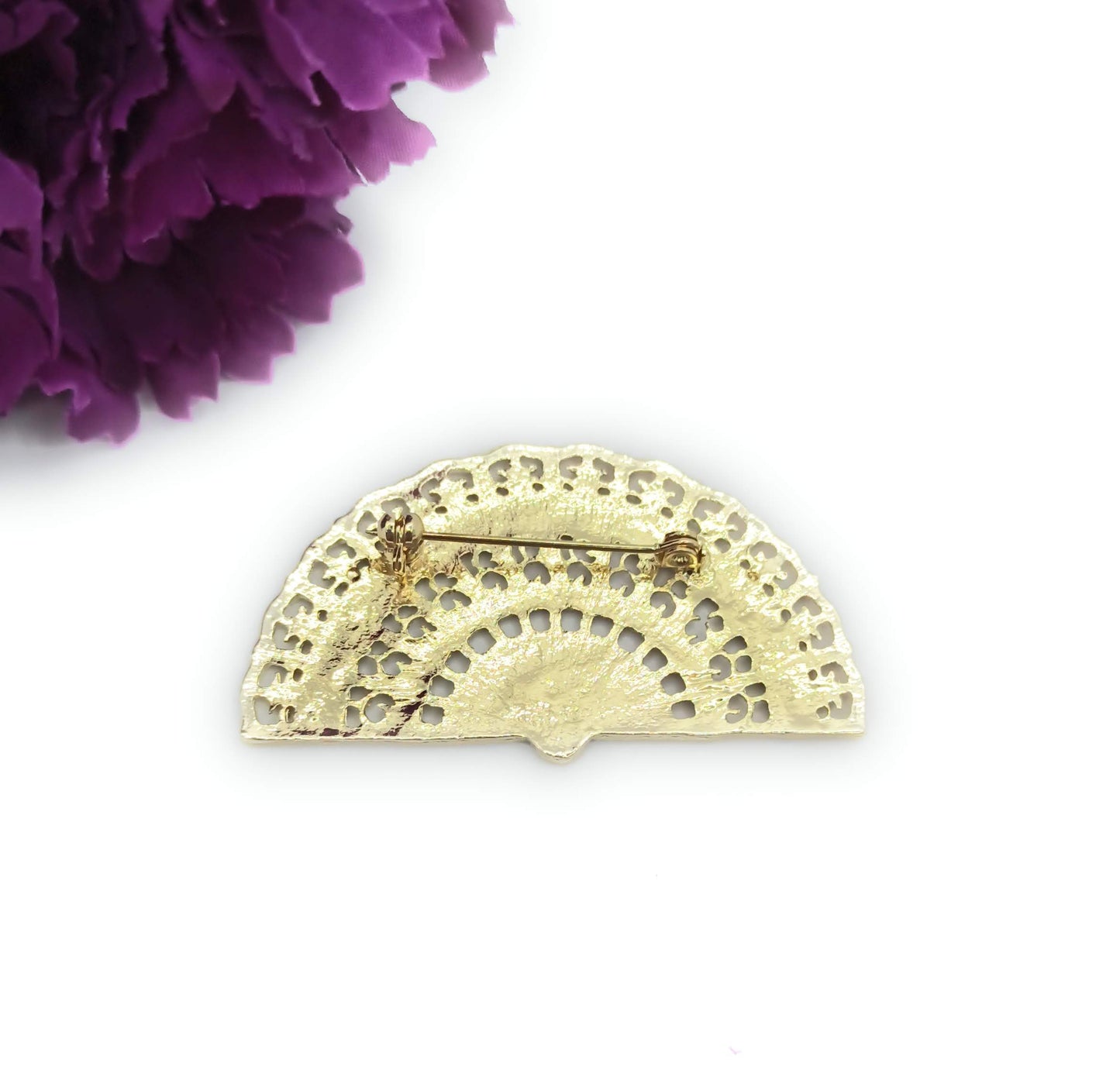 Broche Dorado Mediano · Abanico Oro Brillo (Talla M)