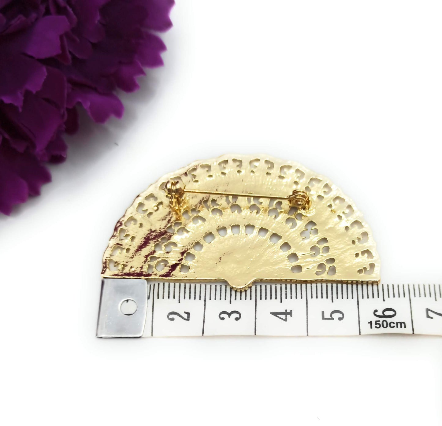 Broche Dorado Mediano · Abanico Oro Brillo (Talla M)