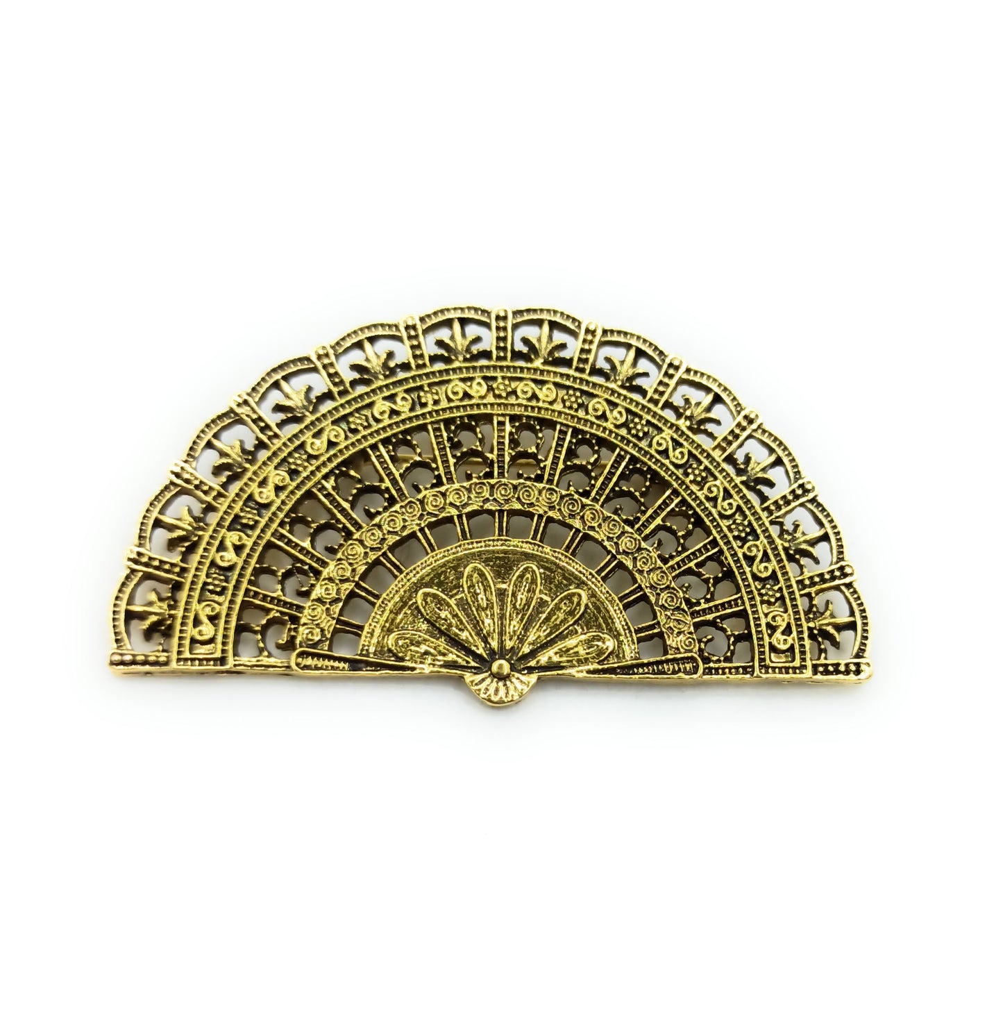 Broche Dorado Mediano · Abanico Estilo Vintage (Talla M)