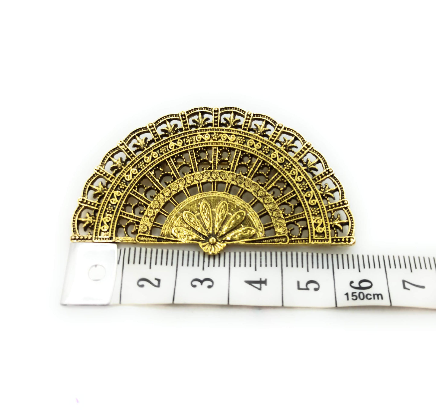Broche Dorado Mediano · Abanico Estilo Vintage (Talla M)
