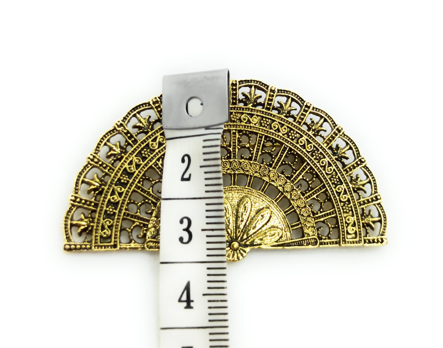 Broche Dorado Mediano · Abanico Estilo Vintage (Talla M)