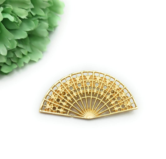 Broche Dorado Mediano · Abanico Oro Brillo (Talla S)