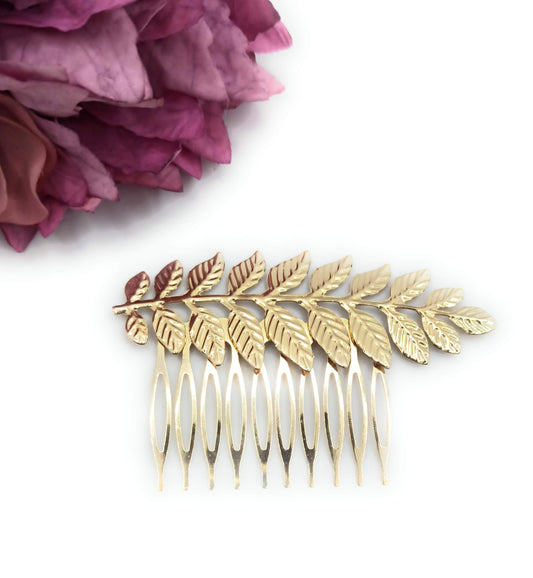 Peineta Dorada Grande · Hojas Laureles (Talla L)