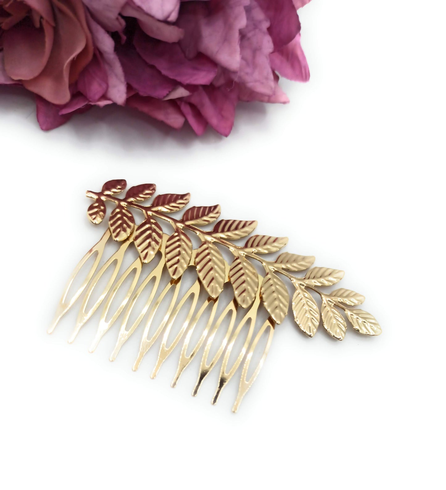 Peineta Dorada Grande · Hojas Laureles (Talla L)