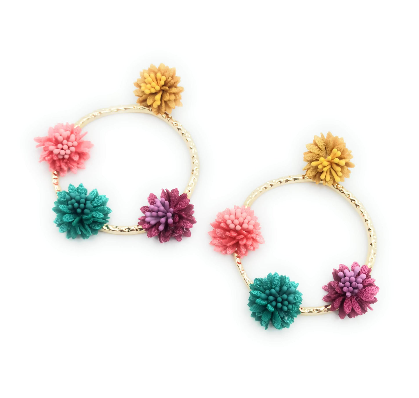 Pendientes flamenca dorado · Aro Flores Multi