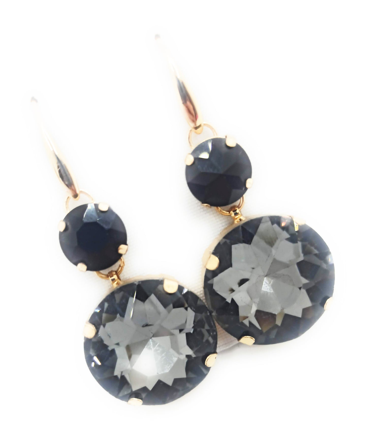 Pendientes Largos de Cristales de Colores XL · Negro Gris