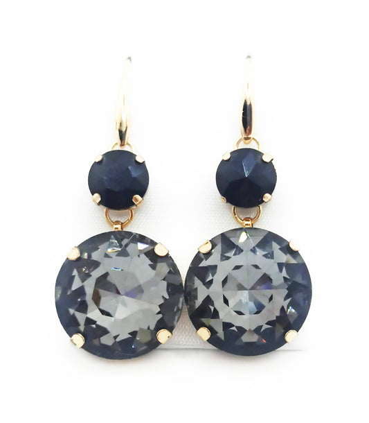 Pendientes Largos de Cristales de Colores XL · Negro Gris