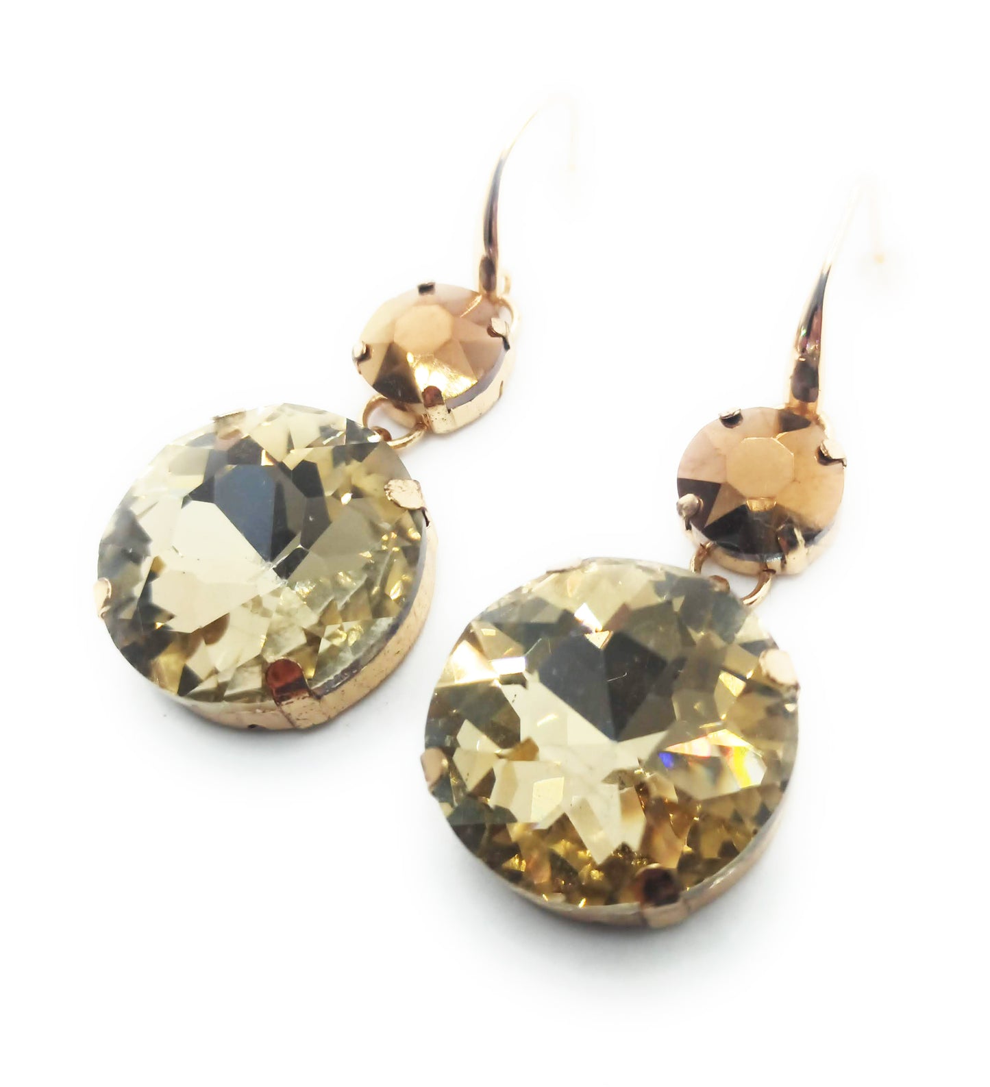 Pendientes Largos de Cristales de Colores XL · Champán