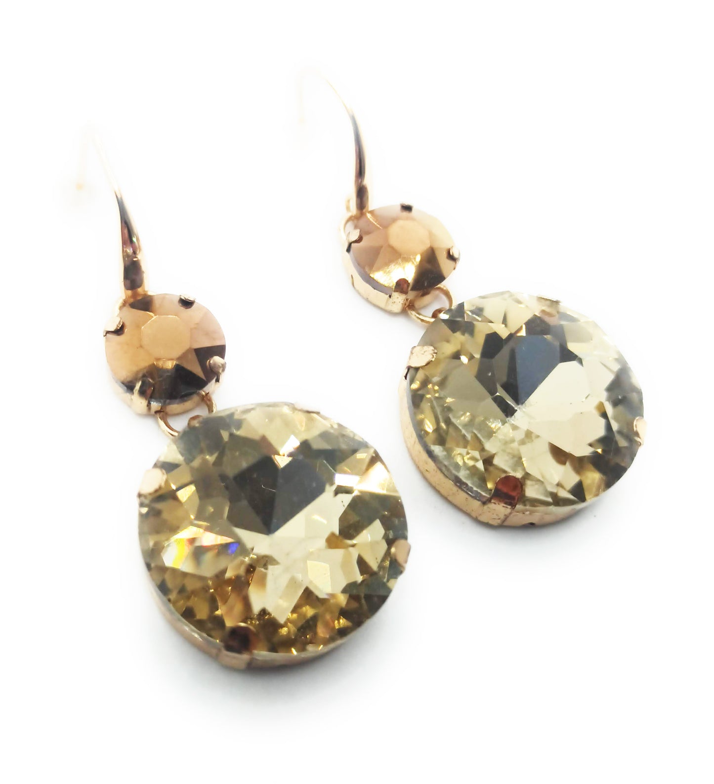 Pendientes Largos de Cristales de Colores XL · Champán