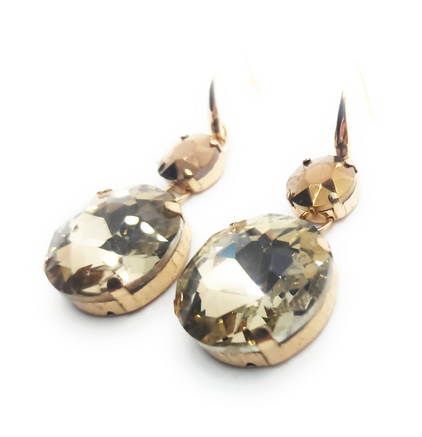 Pendientes Largos de Cristales de Colores XL · Champán