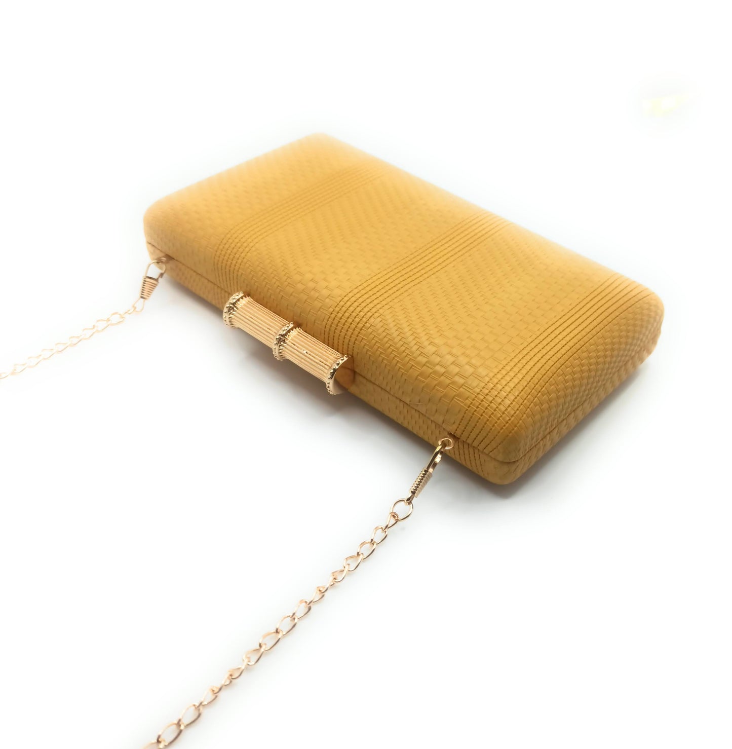 Cartera De Mano Bolso Fiesta Rectangular · Bambú Mostaza