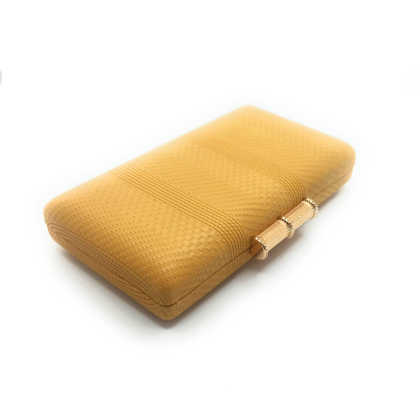 Cartera De Mano Bolso Fiesta Rectangular · Bambú Mostaza