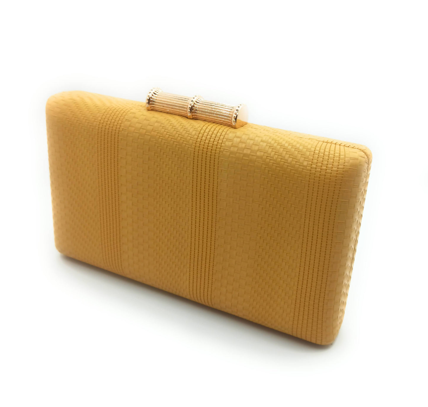 Cartera De Mano Bolso Fiesta Rectangular · Bambú Mostaza