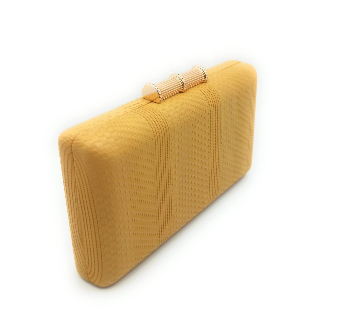 Cartera De Mano Bolso Fiesta Rectangular · Bambú Mostaza