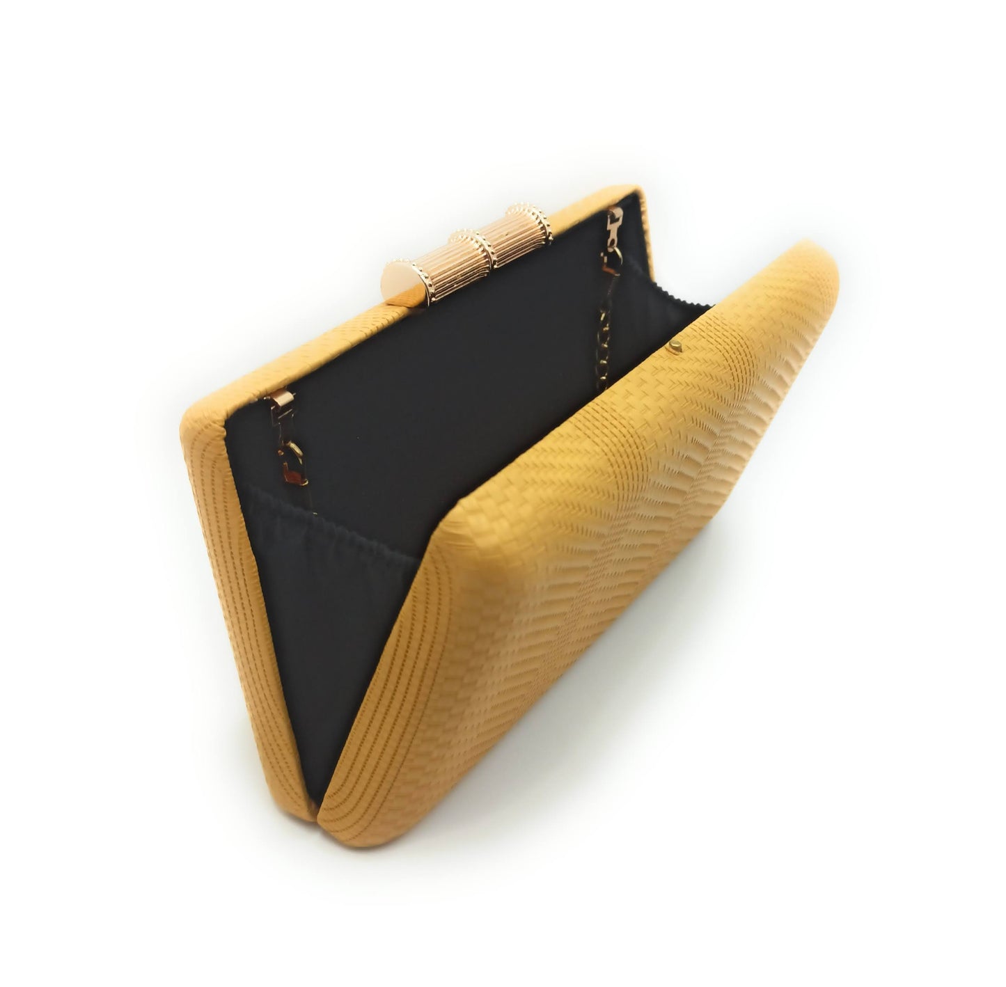 Cartera De Mano Bolso Fiesta Rectangular · Bambú Mostaza