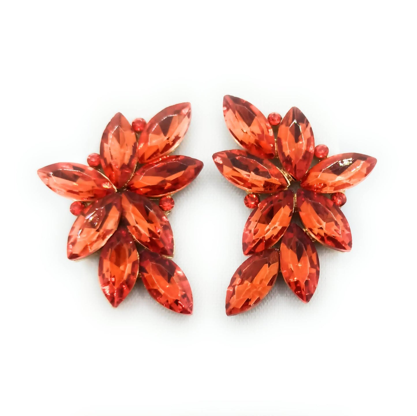 Pendientes Espectaculares Florales · Cristales Naranja, Oro