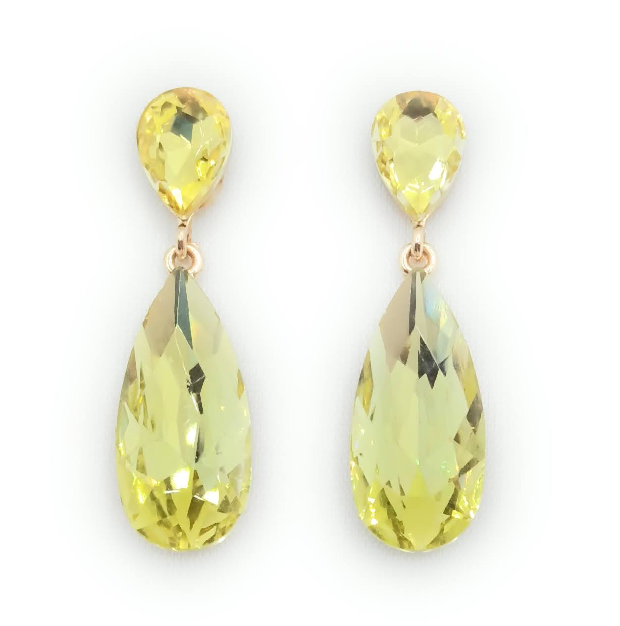 Pendientes Largos de Fiesta con Cristados – Elegancia y Brillo · Amarillo