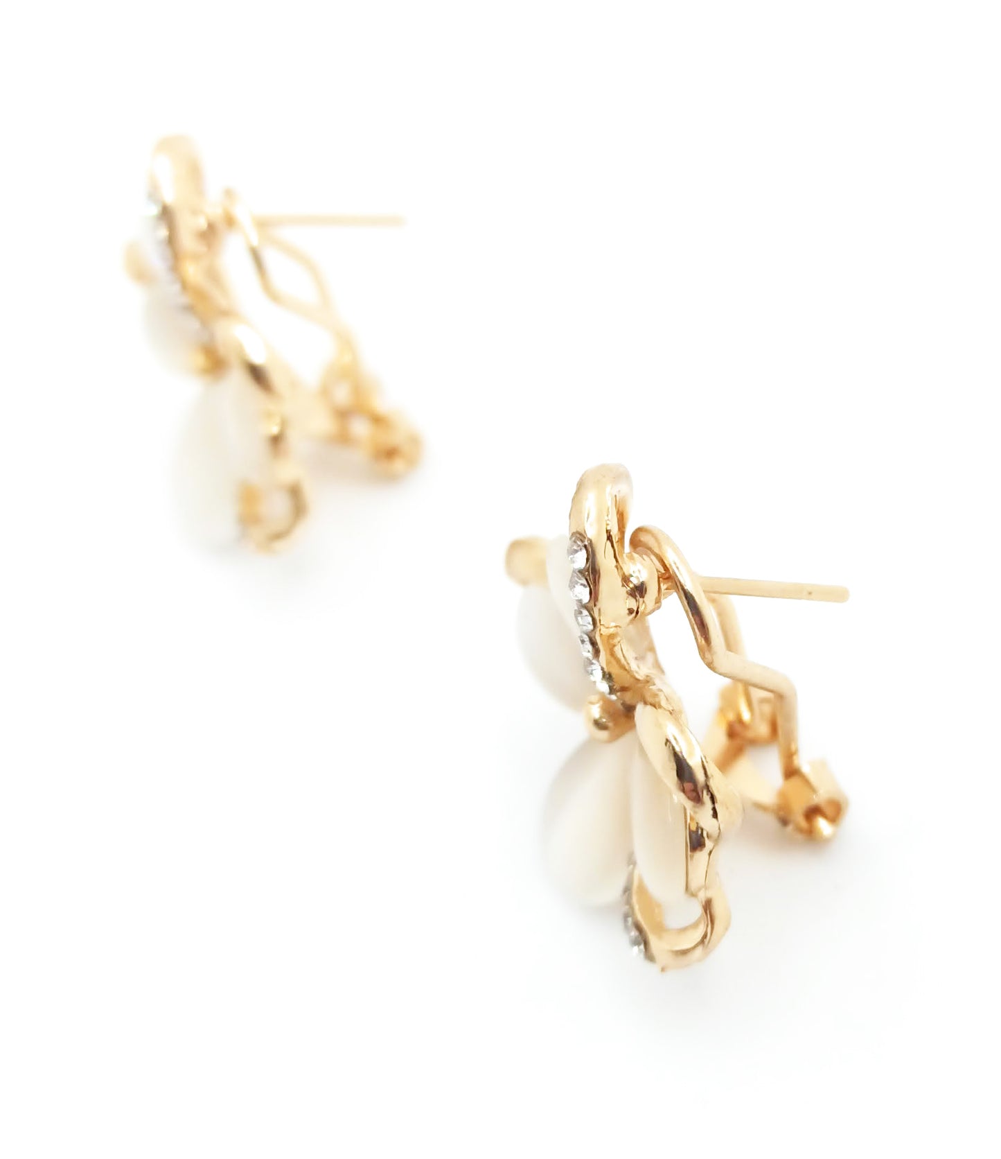 Pendientes Dorados · Florecitas con Cristales Nude