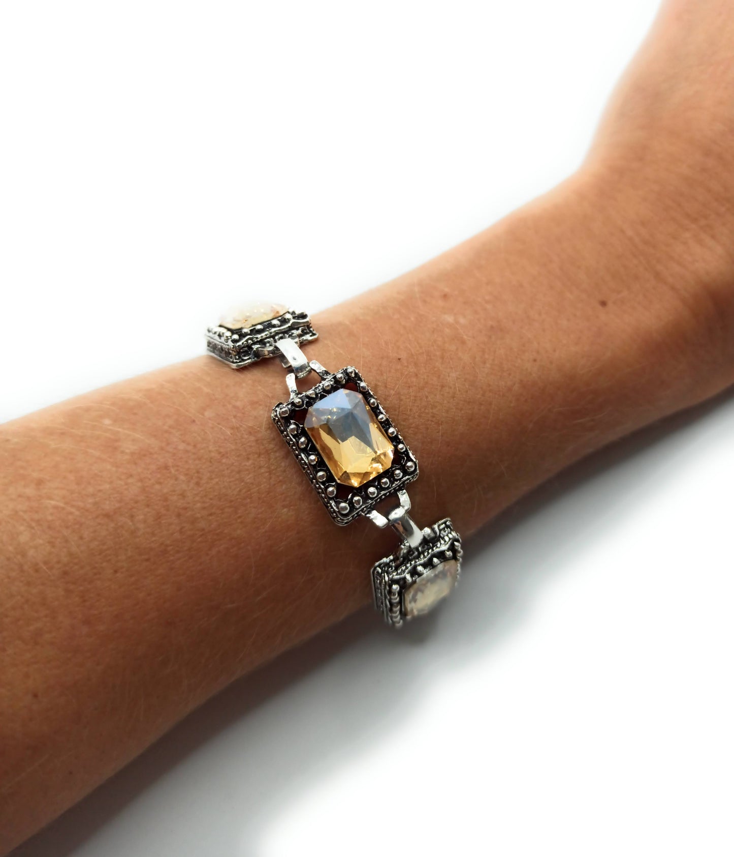 Pulsera Cristales · Marfil