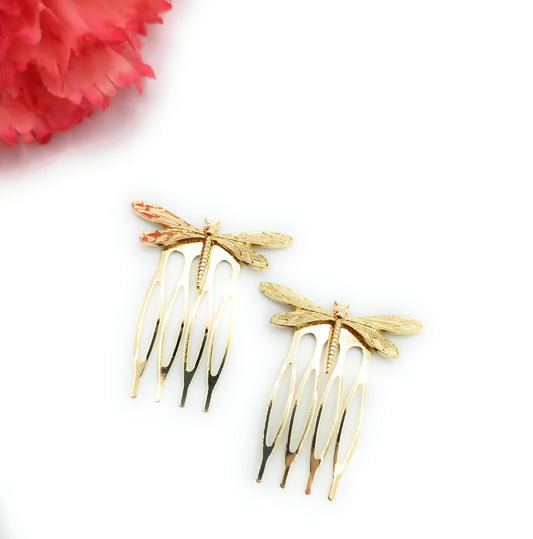 Peinetas Doradas Pequeñas · Libélulas Talla S (Pack 2 uds)
