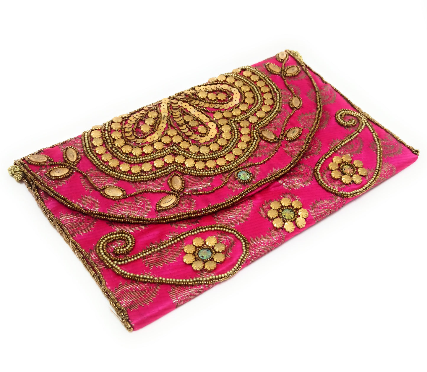 Cartera De Mano Grande · Artesanía bordada, Fucsia