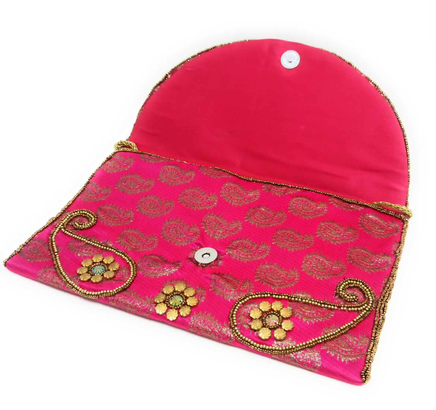 Cartera De Mano Grande · Artesanía bordada, Fucsia