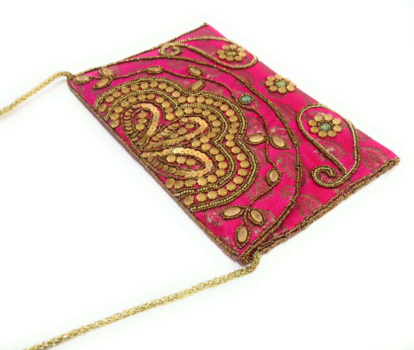 Cartera De Mano Grande · Artesanía bordada, Fucsia
