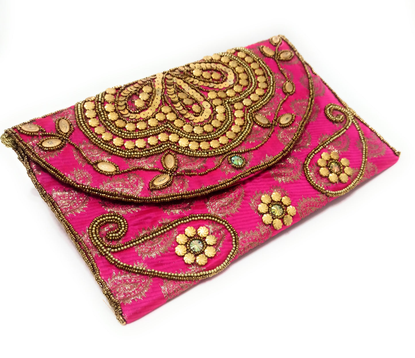 Cartera De Mano Grande · Artesanía bordada, Fucsia