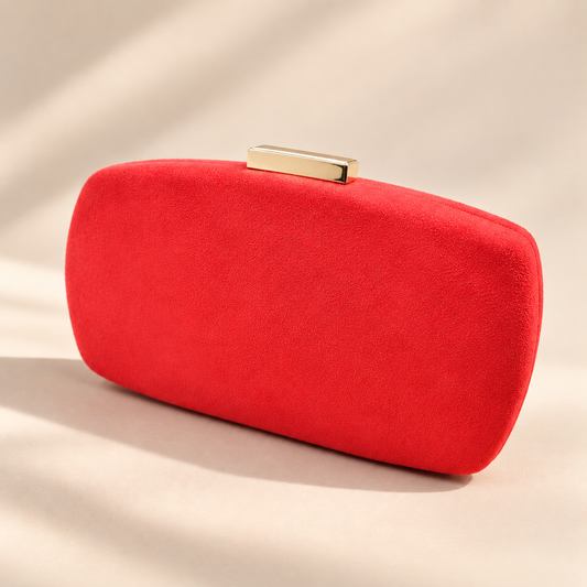 Cartera De Mano Bolso Fiesta · Ante Ovalado Rojo Sandía (última unidad!)