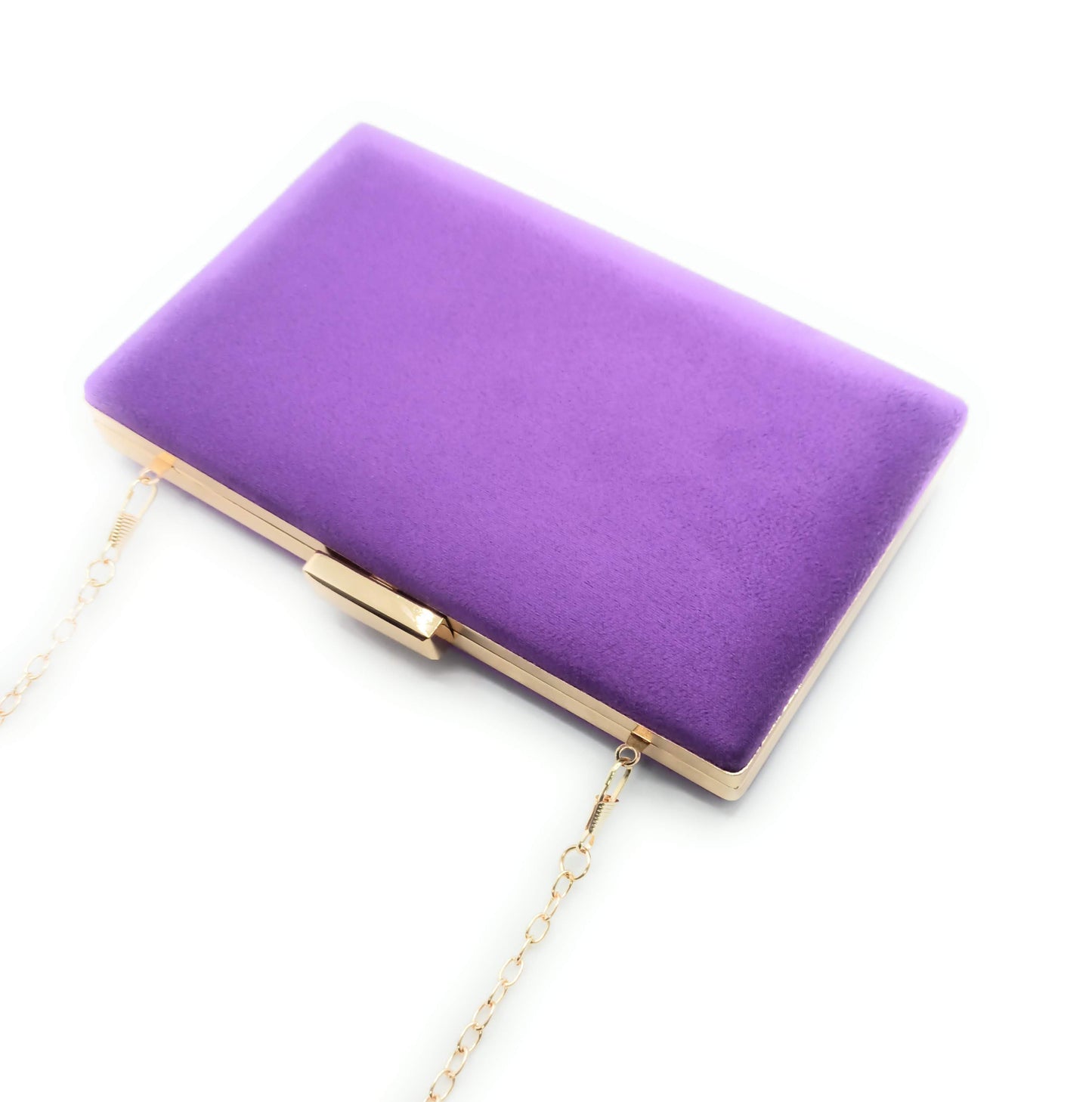 Cartera De Mano Bolso Fiesta Rectangular · Ante Morado Oro