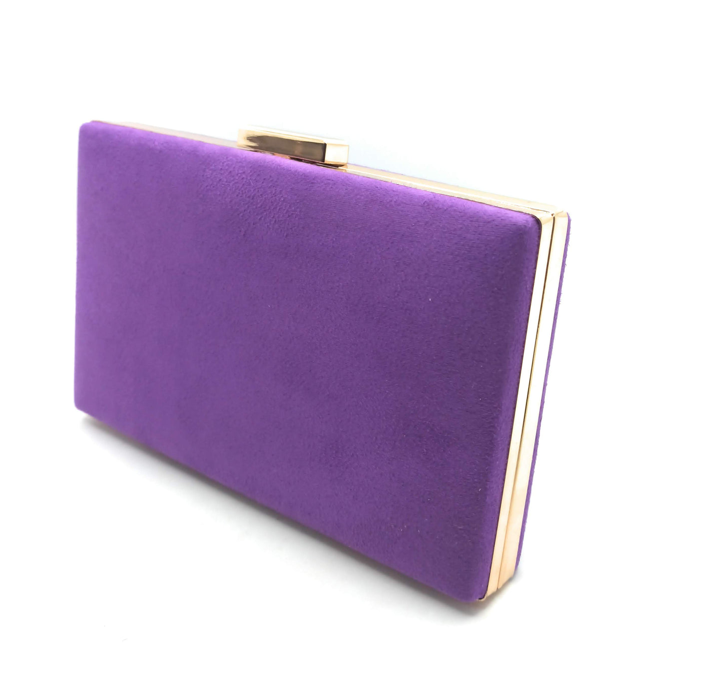 Cartera De Mano Bolso Fiesta Rectangular · Ante Morado Oro