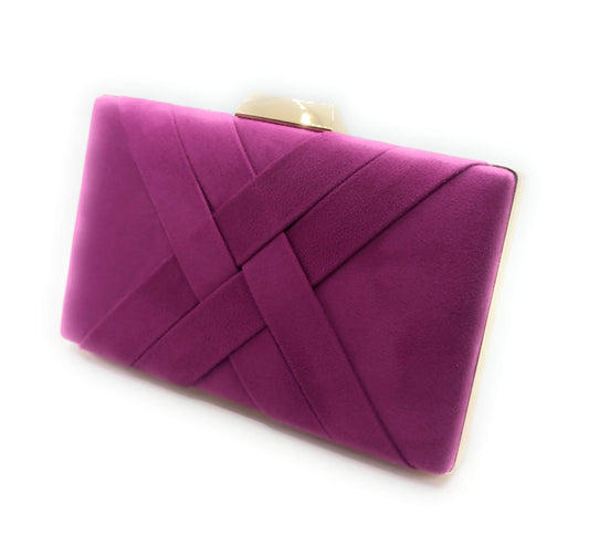 Cartera De Mano Bolso Fiesta · Cruzado Ante Violeta Oro