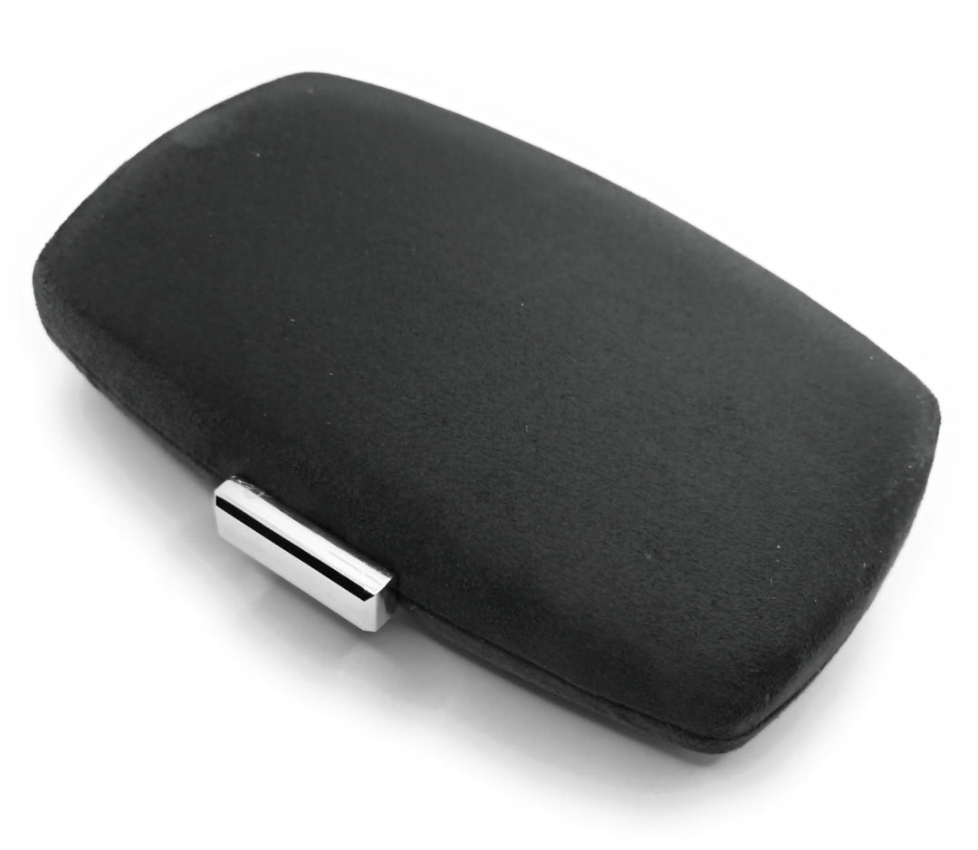 Cartera De Mano Bolso Fiesta Ante Ovalado · Negro Plata (última unidad!)