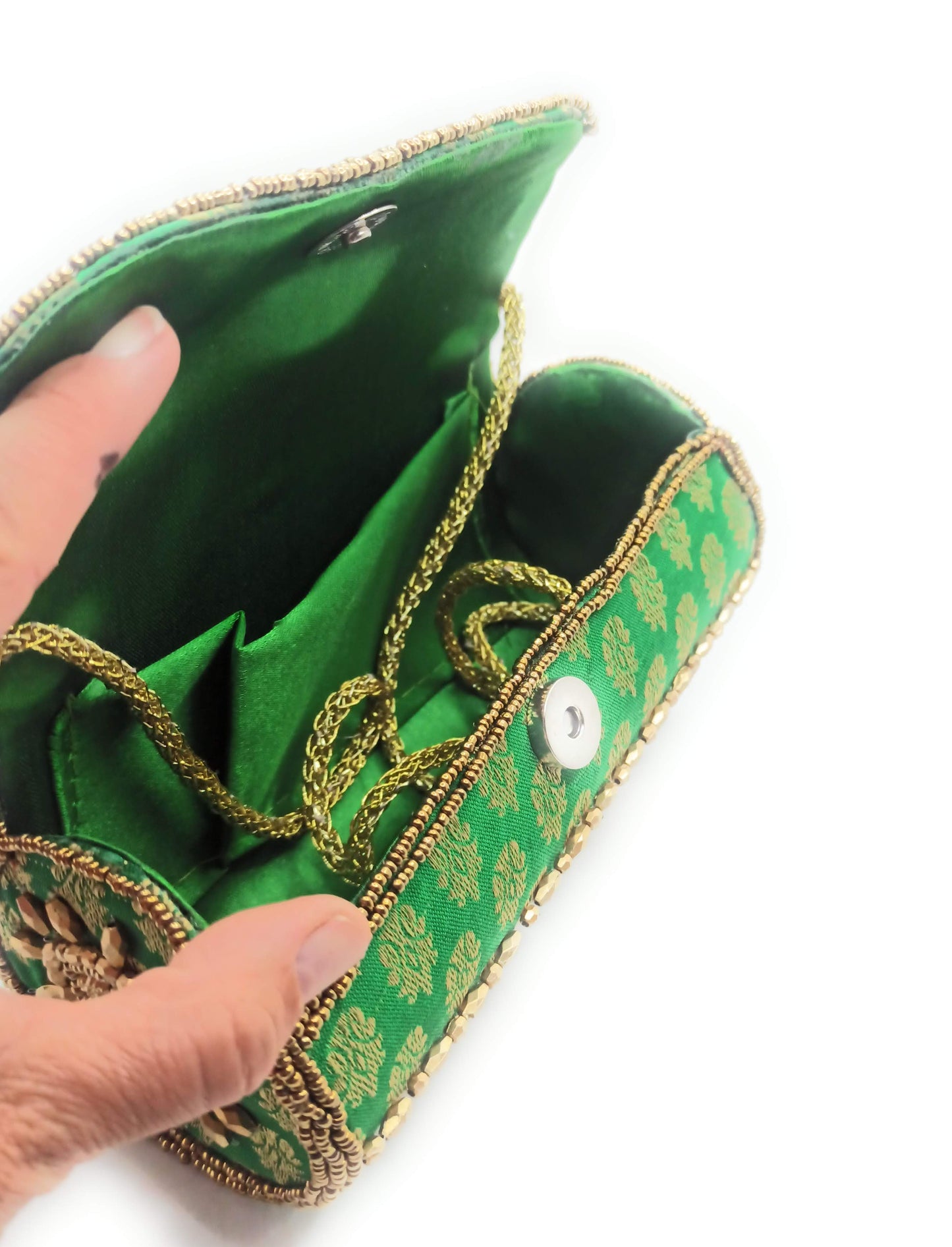 Cartera De Mano Bolso Fiesta Bordado · Artesanía étnica, Tubo Verde (última unidad!)