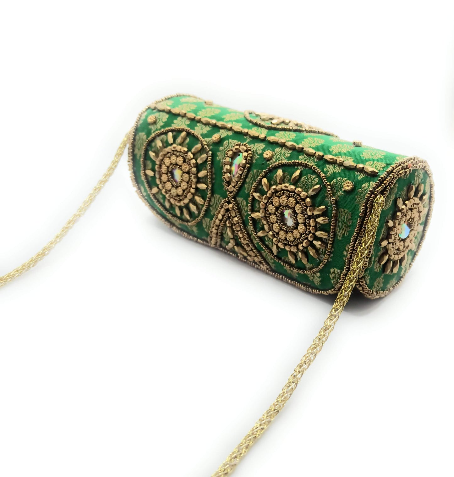 Cartera De Mano Bolso Fiesta · Artesanía étnica bordada, Tubo Verde (última unidad!)