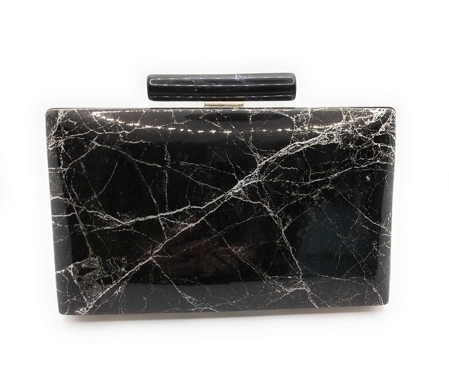 Cartera De Mano Bolso Fiesta · Mármol Negro Plata