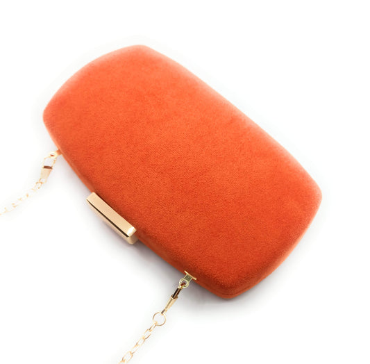 Sac à main ovale en daim orange / Pochette de soirée (Dernier exemplaire !)