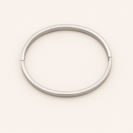Brazalete Plateado Aro Ovadado Pulsera Rígida · Plata Mate