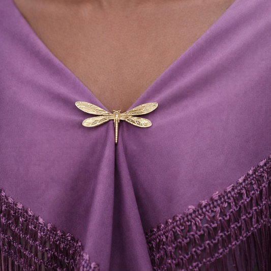 Broche Dorado Mediano · Libélula Oro Brillo (Talla M)